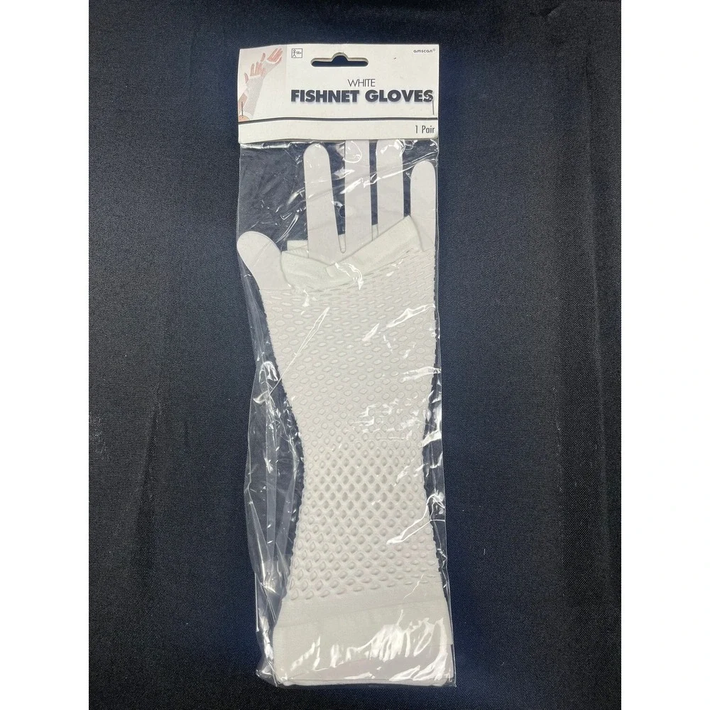 Amscan White Fishnet Fingerless Gloves 80s Costume Accessory 397288.08 New